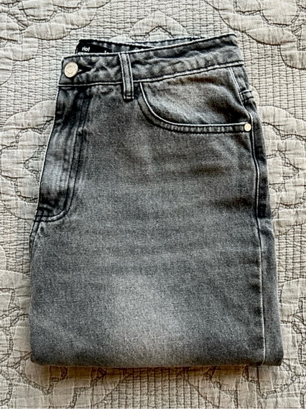 High-Rise Grey Denim Jeans